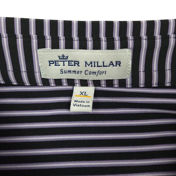 Peter Millar Summer Comfort Men's Short Sleeve Polo Shirt XL Striped Purple NWT - Picture 5 of 10